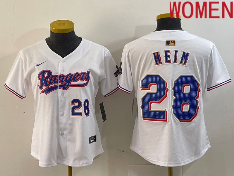 Women Texas Rangers #28 Heim White Champion Game Nike 2024 MLB Jersey style 2